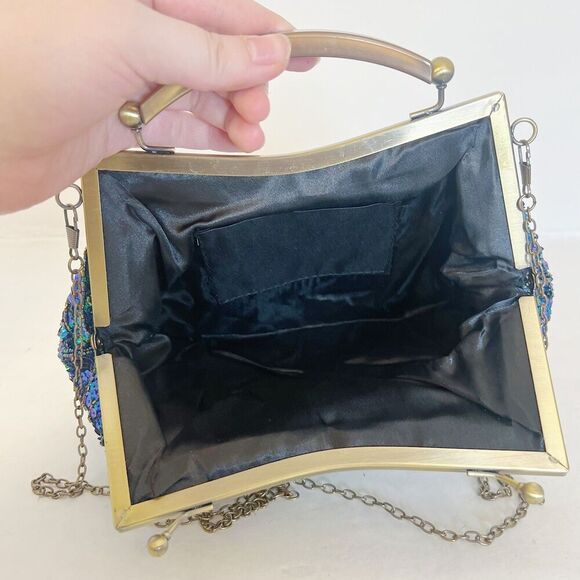 Vintage Style Peacock Beaded Evening Bag Clutch - Picture 6 of 7